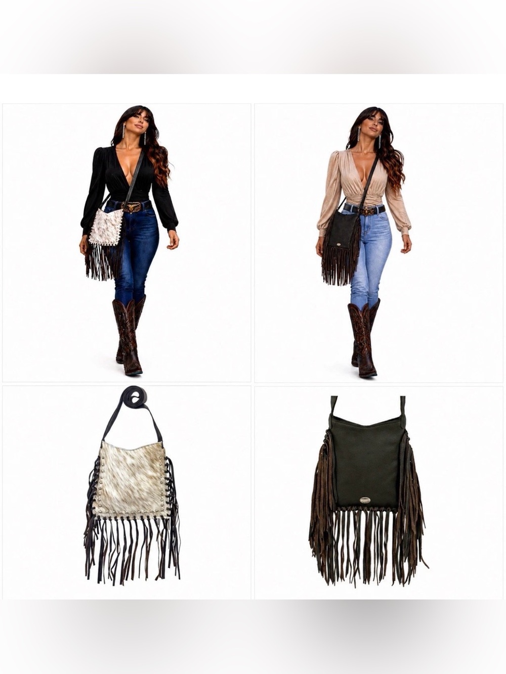 🤠American West Ringed Cowgirl Classic Crossbody - Genuine Leather & Hair-On CFB🔥 - Picture 6 of 7